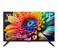 XUW Téléviseur intelligent HD 32", rétro-éclairage D-LED, design sans bordures, interface HDMI USB DVB-T2/S2 RJ45, grand écran pour salon, chambre à coucher, divertissement à domicile - Noir