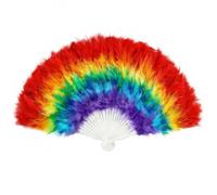 Xuwajeyu Éventail à Plumes Arc-en-Ciel, éventail Arc-en-Ciel pour Festivals, Mariages et fêtes, journée des fiertés, Festivals de Musique et décoration Vintage