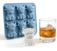 Xuwajeyu Mini Moule à glaçons Vache des Highlands, Moule à glaçons 3D Vache des Highlands, moules en Silicone Amusants avec Vache des Highlands, moules à glaçons réutilisables pour Chocolat