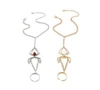 XUWEWI Chaîne De Poignet Doigt Lot de 2 bagues vintage punk avec bracelet for femme Pour Femmes Et Filles Cadeaux(Gold AND Sliver)