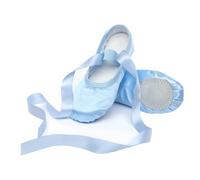 XUWEWI Chaussons De Danse Chaussons de Ballet for Filles, Chaussures Confortables à Semelle Souple et Ruban en Satin(Blue,39)