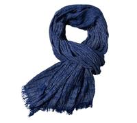 XUWEWI Écharpe de printemps for hommes, écharpe en coton solide, châle for femmes et, longue tissage jacquard avec pompons, 175 x 80 cm Pour Femme(Deep blue)