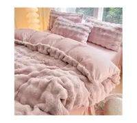 XUWEWI Ensemble de lit Quatre pièces en Flanelle Double Face Couleur Corail et Peluche laiteuse, Comprenant Une taie d'oreiller Un Drap-Housse épais pour Ensemble De Couette(Pink,150x200cm)