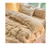 XUWEWI Ensemble de lit Quatre pièces en Flanelle Double Face Couleur Corail et Peluche laiteuse, Comprenant Une taie d'oreiller Un Drap-Housse épais pour Ensemble De Couette(Coffee,220x240cm)