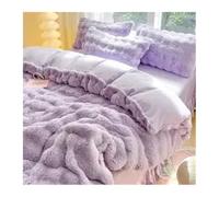 XUWEWI Ensemble de lit Quatre pièces en Flanelle Double Face Couleur Corail et Peluche laiteuse, Comprenant Une taie d'oreiller Un Drap-Housse épais pour Ensemble De Couette(Purple,220x240cm)