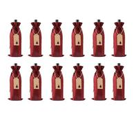 XUWEWI Sac à Vin Lot de 12 Sacs à vin en Toile de Jute for Mariage, Anniversaire, Multicolores, avec Cordons de Serrage, étiquettes, Cordes(Wine Red)