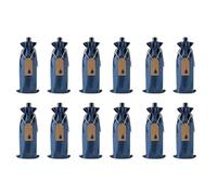 XUWEWI Sac à Vin Lot de 12 Sacs à vin en Toile de Jute for Mariage, Anniversaire, Multicolores, avec Cordons de Serrage, étiquettes, Cordes(Deep Blue)