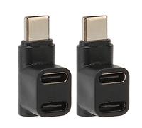 XUXHOU 2pcs 90 Degrés USB C 3.1 100W Femelle Dual Ports Adaptateur d'angle Droit Screenguss -Casting Type C Adaptateur