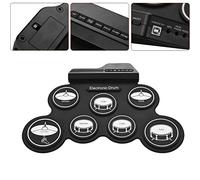 XUXHOU Batterie électronique, 7 Pads de Batterie en Silicone avec 5 Airs 8 Chansons 3 Rythmes, Pad D'entraînement de Portable Enroulable avec Entrée MP3, pour Connexion