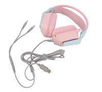 XUXHOU Casque de Jeu Filaire, Coussinets d'oreille en Mousse à Mémoire de Forme Souple, Bandeau Réglable avec Micro Rotatif, pour PC, Ordinateur Portable, Console de Jeu, Appareils (Pink)