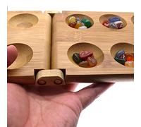 XUXHOU Ensemble de Jeu de société Pliable en Bois, Jeu de société Africain Classique avec 48 Pierres de Verre pour Enfants Adultes, de Voyage Portable pour Fête, Festival, Vie