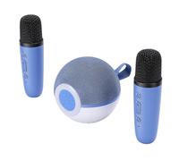 XUXHOU Ensemble de Microphones pour Machine à karaoké, Haut-Parleur Bluetooth Portable Rechargeable avec Lumières Colorées, 2 Microphones sans Fil pour Les Fêtes à la Maison (Blue)