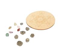 XUXHOU Ensemble de Planches à Grille de Cristal pour la Méditation et la Divination avec Pierres de Chakra Colorées, 1 unité en Bois Composite (A07)