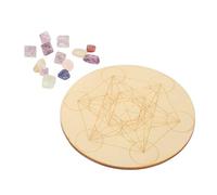XUXHOU Ensemble de Planches à Grille de Cristal pour la Méditation et la Divination avec Pierres de Chakra Colorées, 1 unité en Bois Composite (A05)