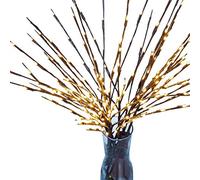 XUXHOU Guirlande Lumineuse Féerique Blanche Chaude à 20 Branches D'arbre, Faible Consommation D'énergie, Modes Fixe/clignotant, Alimentée par 2 Piles AA pour la Décoration de Vase, 77 Cm, Convient