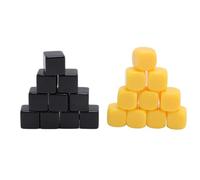 XUXHOU Jeu de Dés, 16 Mm en Plastique Résistant aux Chocs, Dés Noirs et Jaunes pour Jeux de société avec Sac de Rangement, 20 Pièces, Jeu éducatif Multifonctionnel à Faire Soi-même