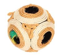 XUXHOU Jouet pour Chat en Sisal, Balle de 12 Cm aux Couleurs Vives | Jeu interactif, favorise un grattage sain, comprend des boules de plumes