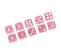 XUXHOU Lot de 20 dés transparents à 6 faces avec coins arrondis et impression de points clairs, pour jeux de société, jeux de mathématiques et rose avec taches blanches