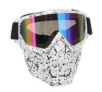XUXHOU Masque de Protection Moto Skull Goggles Mask Détachable avec Bandeau Ajustable, Résistant à la Poussière et à l'usure, Idéal pour la Conduite (Taches Noires Monture Blanche Lentille de