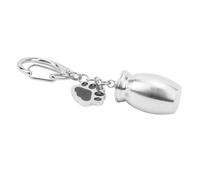 XUXHOU Porte-clés D'urne pour Animaux de Compagnie, Bijoux Commémoratifs de Cendres de Chien en Acier Inoxydable avec de Patte, pour Le Stockage des Cendres de Crémation de Chat de (Silver)
