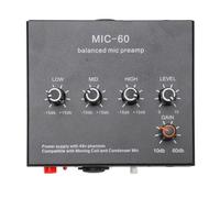 XUXHOU Préampli Phono, Amplificateur de Gain de Micro en Métal, Alimentation 48 V, Préampli de Microphone pour Condensateur Dynamique XLR (Avec câble audio 3,5 mm)