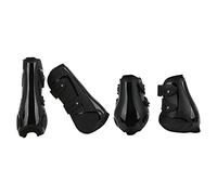 XUXHOU Protecteur de Jambe de Cheval, 4 Pièces, Coque en PU Durable, Néoprène Souple, Respirant pour Toutes Les Conditions Météorologiques pour Le Saut et L'équitation (1 Ensemble Noir XXL)