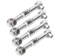 XUXHOU Tige de Liaison de Direction 4 Pièces, Pièces de Mise à Niveau RC en Alliage D'aluminium avec Bouche de Goujon Sphérique M3, Adaptée pour Voiture Télécommandée HSP 94122 94123 1/10 (Silver)