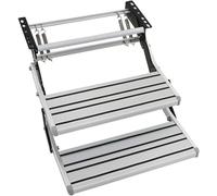 XUXIAO Marchepied Pliable en Aluminium, à déploiement Manuel, avec éclairage LED intégré, pour Camping-Cars et caravanes (Charge maximale : 200 kg) Manual-Double-Layer