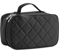 Xuxinsheng Maquillage Tasche, doppellagige Reise Make-up Tasche Wasserdicht mit Bürstenfach und Spiegel, beige, 1