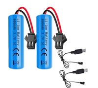 XUXLEKK 2pcs 3.7V 800mah Batterie au Lithium, 800mah Batterie au Lithium avec 2pcs Chargeur USB SM-2P, pour Véhicules RC, Voitures, Bateaux, Road, Truck