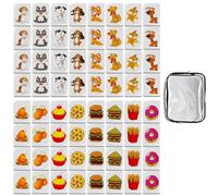 XUXLEKK Lot de 65 blocs Seaside Escape Game, Mahjong Jeu de table, 30 mm Blocs d'évasion de jeu, Mahjong avec autocollant, Mahjong avec motifs de chiens et de nourriture, Mini Mahjongs pour famille
