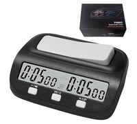 XUXLEKK Minuteur d'Échecs Numérique, Horloge d'Échecs Numérique Professionnelle, Compte à Rebours/Bonus/Délai, 5 en 1 Timer Echec avec Grand Bouton Bascule Chronomètre pour Maison et Tournois (Noir)