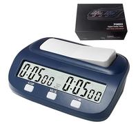 XUXLEKK Minuteur d'Échecs Numérique, Horloge d'Échecs Numérique Professionnelle, Compte à Rebours/Bonus/Délai, 5 en 1 Timer Echec avec Grand Bouton Bascule Chronomètre pour Maison et Tournois (Bleu)