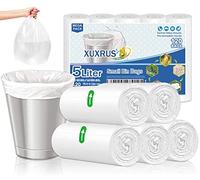 XUXRUS Petits sacs poubelle biodégradables de 5 à 10 litres, sacs poubelle compostables transparents pour la maison, la salle de bain, 120 cm² Blanc (convient aux poubelles de 0.8-1.5 gallons)