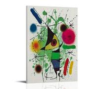 XuXueCC Impression sur toile Joan Miro représentant le poisson chantant - Décoration murale moderne avec cadre - 50 x 75 cm