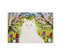 XuXueCC Maud LEWIS Impression sur toile Motif chat blanc 20 x 30 cm