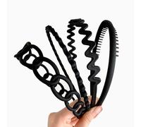Xuxuejing Kit de bandeaux en plastique - Surface mate - Bandeaux DIY avec dents de peigne pour femmes et filles, 4 pièces pour différentes occasions - Noir