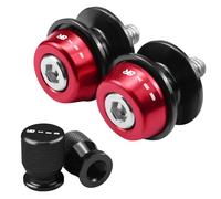 XUYUZDQ 2 Pièces Bobines De Bras Oscillant Moto& 2 Pièces Capuchon de valve de pneu de moto, CNC Aluminium Bobines Bras Oscillant Support pour GSX-8R GSX8R GSX 8R 2024(Red)
