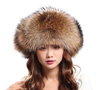 XUYUZUAU Chapeau de Trappeur pour Femme Coquille en Peau de Mouton Chaud Hiver Chapka d'aviateur Vraie Fourrure de la avec Oreille Rabat 56-60cm Taille de Tête