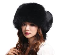 XUYUZUAU Chapeau de Trappeur pour Femme Coquille en Peau de Mouton Chaud Hiver Chapka d'aviateur Vraie Fourrure de la avec Oreille Rabat 56-60cm Taille de Tête