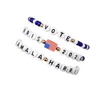 xuzhiyuan Lot de 3 bracelets faits à la main en perles de rocaille Kamala Harris 2024 Merch Kamala Harris Merch Marchandise Bracelet Président Vote Campagne pour Harris Supporter, adjustable, Résine