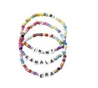 xuzhiyuan Lot de 3 bracelets faits à la main en perles de rocaille Kamala Harris 2024 Merch Kamala Harris Merch Marchandise Bracelet Président Vote Campagne pour Harris Supporter, adjustable, Résine