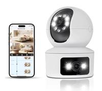 Xuzimaoyi Caméra de sécurité, 2.4G Hz WiFi Dual Lens Caméra for Home Security avec Spot Light, 355 Degree Panoramic, Motion Detection and Alarm, 24/7 Recording