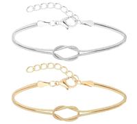 XUZOPIM 2 Pièces Bracelet Couple Bracelet À Crémaillère Infini En Chaîne Serpent Bracelet 14K Réglable En Or Et En Argent Adapté Pour Les Couples D'Amitié Et De Relations Bracelet De Chevet