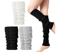 XUZOPIM 3 Paires Jambières Tricotées Pour Femmes Et Filles, Chaussettes Longues Tendance Pour Femme, Genouillères Chaudes Pour Bottes D'Hiver, Jambières Au Crochet Kawaii Des Années 90 Pour