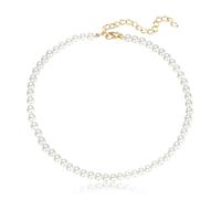 XUZOPIM Collier Ras Du Cou Perles D'Imitation Pour Femme Collier Court Rond Perle Simple Pour Mariage Valentin Blanc