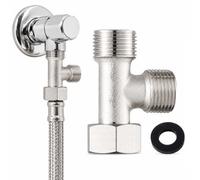 XUZOPIM Connecteur En T 3 Voies, Vanne D'Inversion Wc En Cuivre 3/8" Avec Dents Latérales 1/2" Vanne, Connecteur De Tuyau 3 Voies, Dents Droites Pour Réservoir De Chasse D'Eau