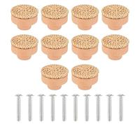 Xuzxinze Boutons de commode en rotin Boho - 10 pièces bois ronds avec vis | 10 boutons de commode en rotin faits main, bois naturel, vis incluses; parfaits pour relooker meubles en style boho.