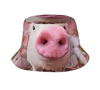 XVBCDFG Chapeau bob amusant et mignon en forme de cochon pour la plage, chapeau de pêcheur pour femmes et hommes, mode d'extérieur à bord court pliable, comme sur l'image, taille unique