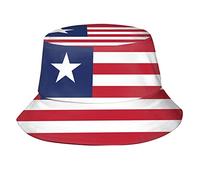 XVBCDFG Chapeau bob avec drapeau du pays africain, chapeau de pêcheur, chapeau de plage, de voyage, chapeau de soleil pour adultes, hommes et femmes, Drapeau du Liberia, taille unique